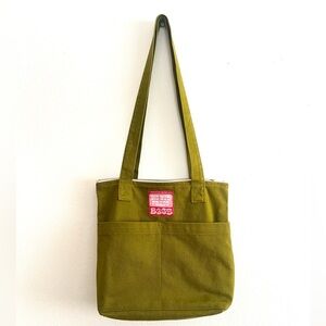 Big Bud Press over-shoulder zip mini tote in olive green